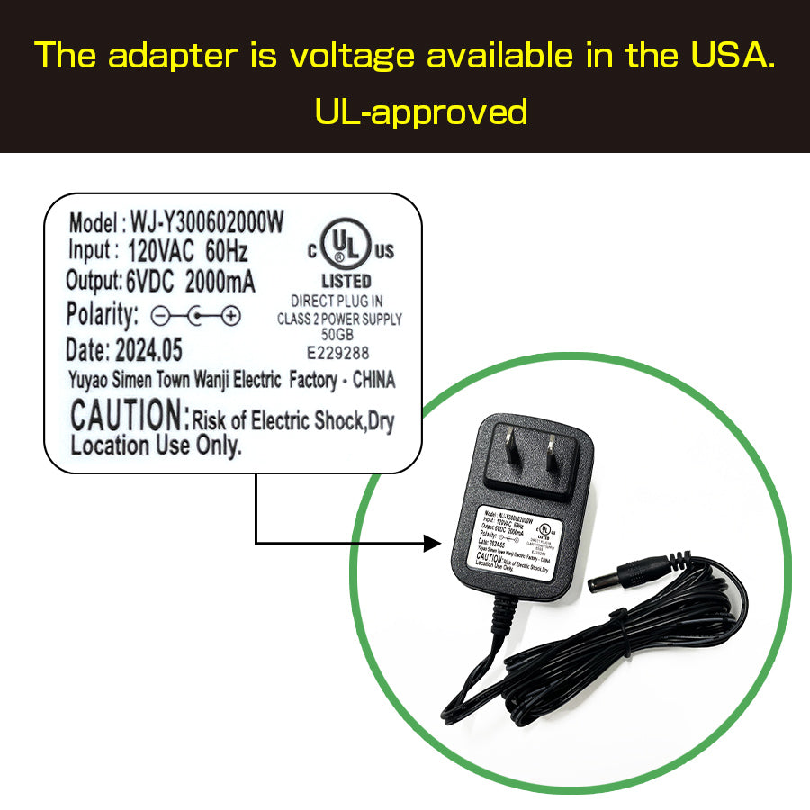 AC to DC 6V Power Supply Converter Adapter (For Axe Yamazaki sewing machine MM-10 only)