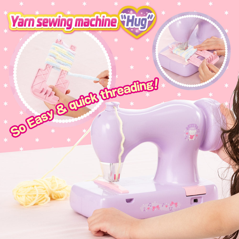 Yarn Sewing Machine "Hug" for Kids Beginners, toy sewing mahchine, Easy Sewing, Safety Finger Guard, LED Lighting, with Sewing Kit,Birthday Christmas Gift for Kids Girls 6+years,