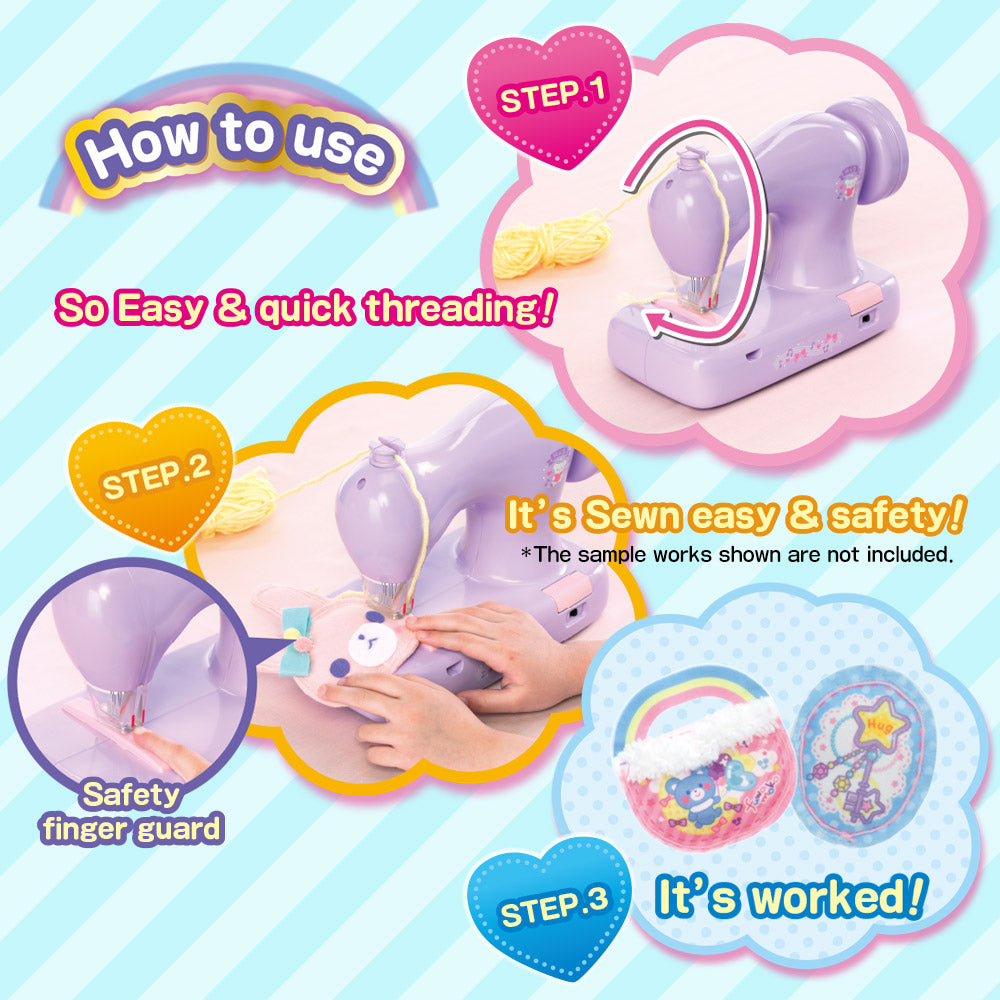 Yarn Sewing Machine "Hug" for Kids Beginners, toy sewing mahchine, Easy Sewing, Safety Finger Guard, LED Lighting, with Sewing Kit,Birthday Christmas Gift for Kids Girls 6+years,